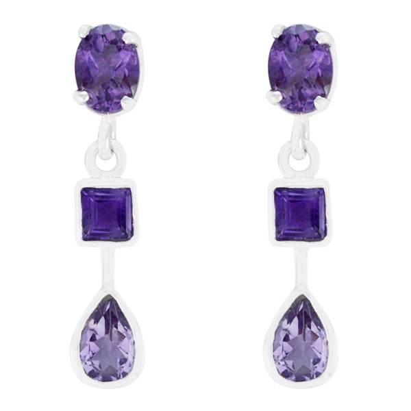 Amethyst Silver Drop Earrings