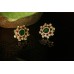 Silver Kundan Green and Red Stone Studs