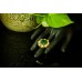 Silver Kundan Ring with Floral Carved Green Stone
